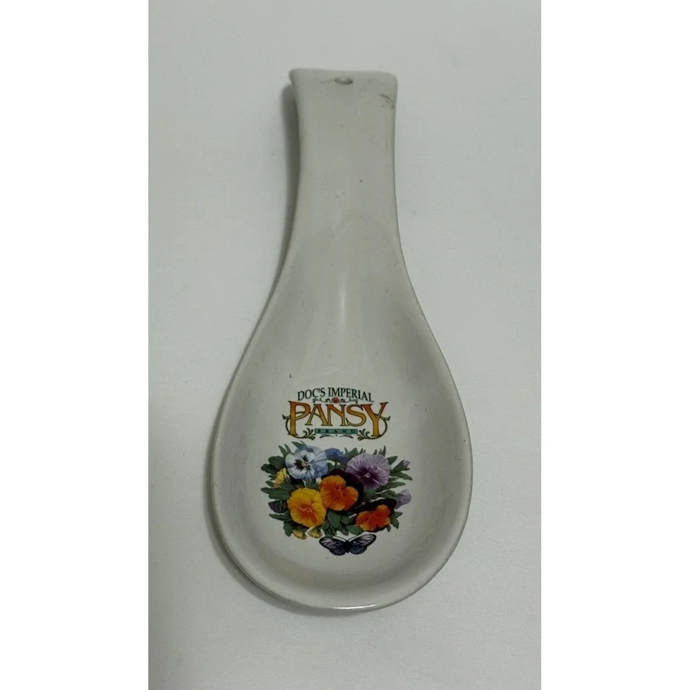 Vintage Doc's Imperial Pansy Brand Ceramic Spoon Rest / Wall Decor Cottagecore